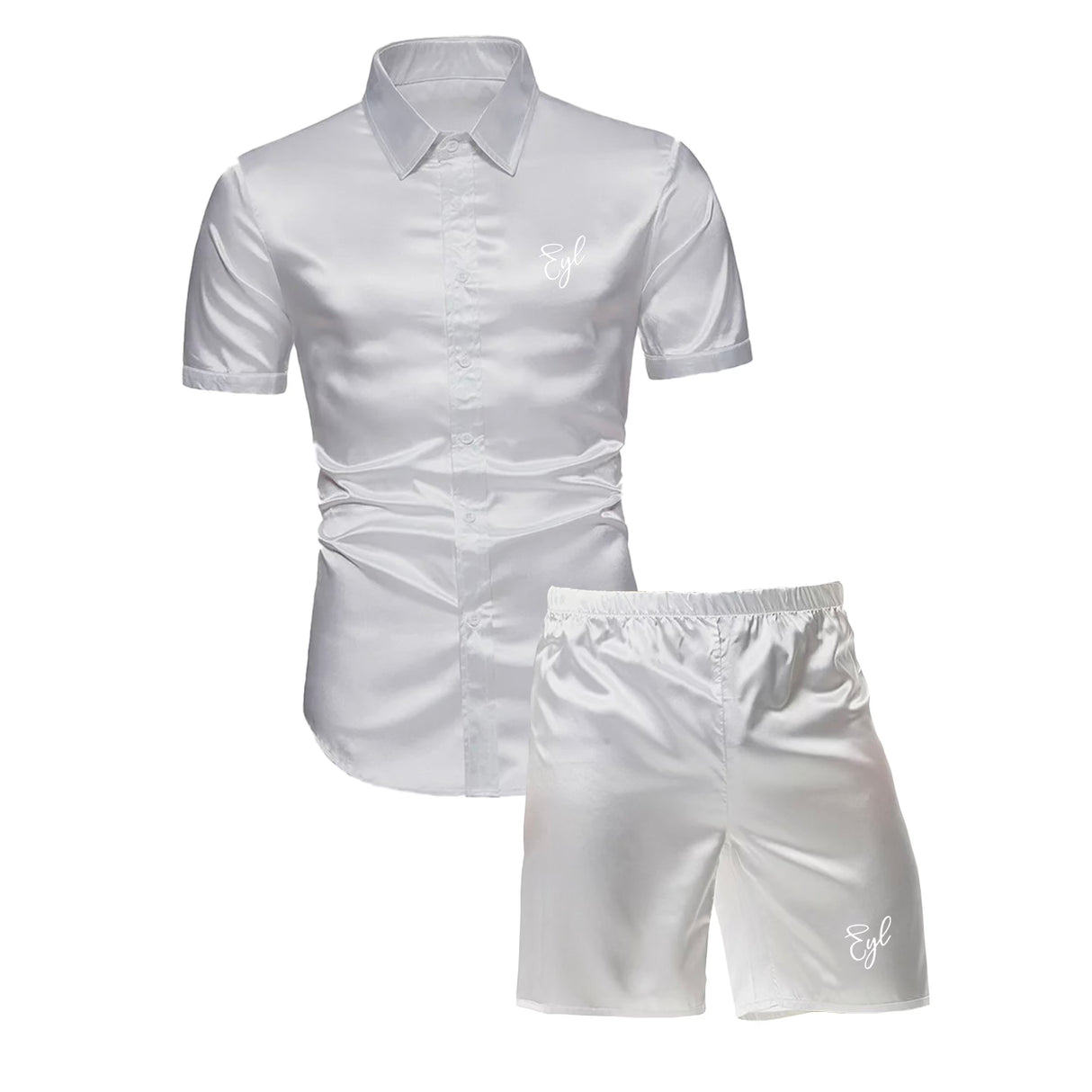 EYL Embroidered Silk Pajama Short Set